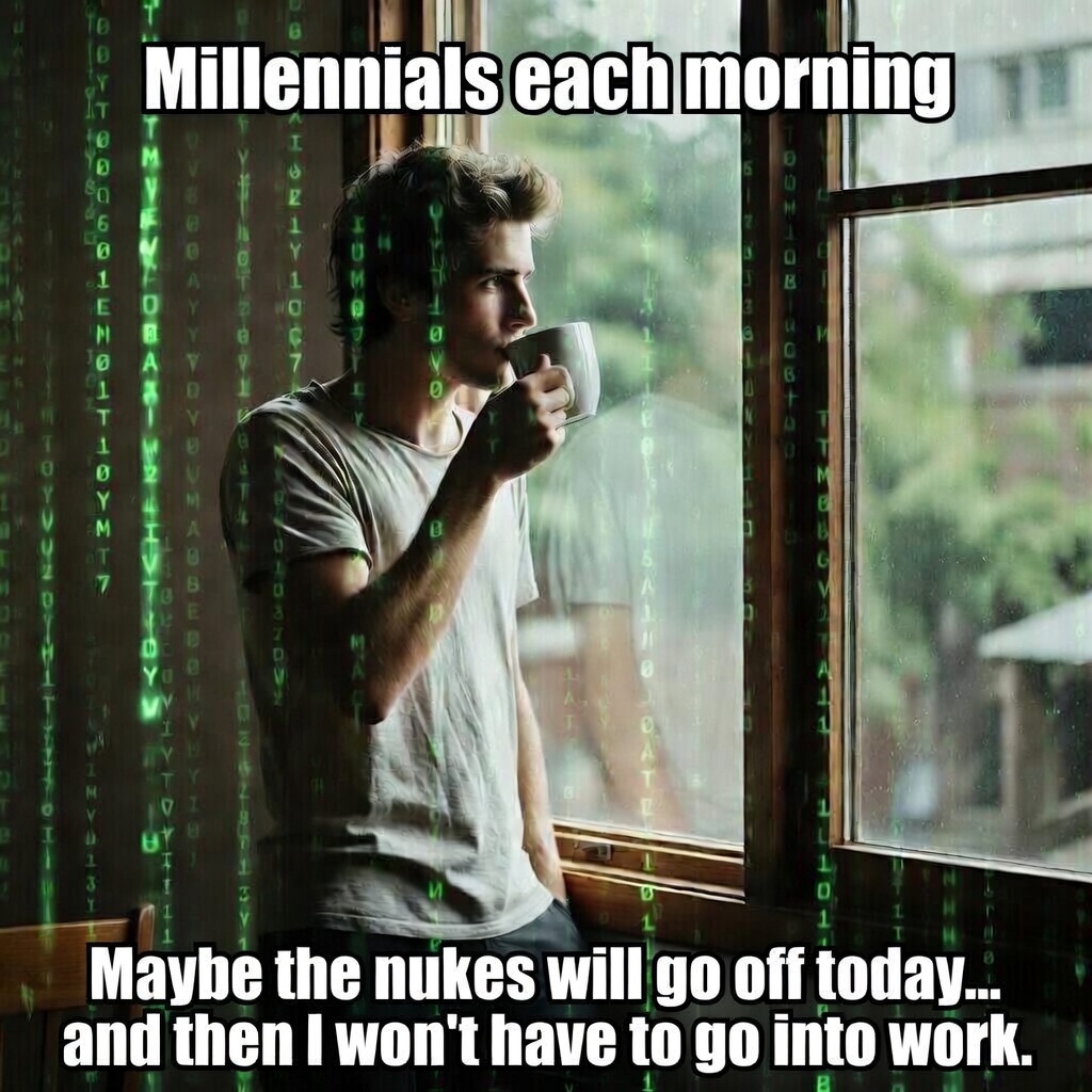 Maybe the nukes will go off today...and then I won't have to go into work.